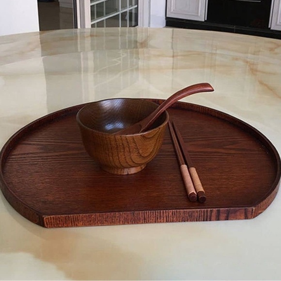 Korean wood chargermoon shape